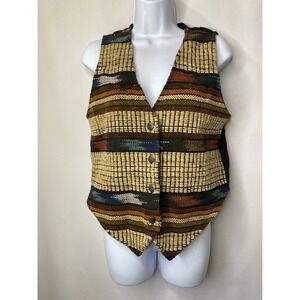 Vintage Too Much By The Happy Family Womens Vest Size Small Unique Fall Nerdy